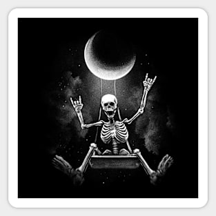 Skeleton Rock on Moon Spooky Halloween Rock Band Scary Grunge Sticker